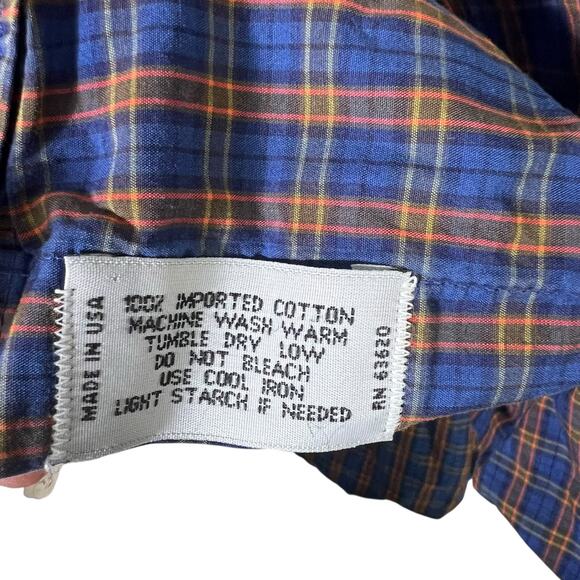 Vintage Gitman Bros Plaid Button Down Shirt Mens XL Blue 100% Cotton Retro - Picture 6 of 7